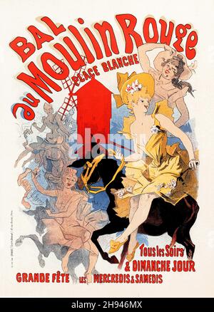 Bal au Moulin Rouge, Place Blanche - 1889 - Posterkunst von Jules Chéret (1836-1932). Französisch. Stockfoto