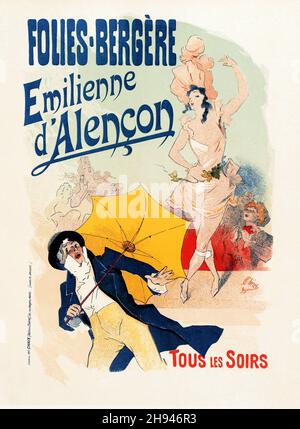 Folies-Bergere Emilienne d'Alencon. Posterkunst von Jules Chéret (1836-1932). Französisch. Stockfoto