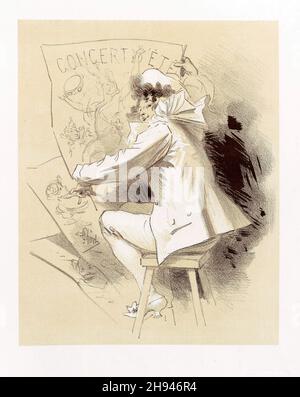 Dessin originel - Posterkunst von Jules Chéret (1836-1932). Französisch. Stockfoto