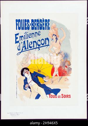 Folies-Bergere - Emilienne d'Alencon - Posterkunst von Jules Chéret (1836-1932). Französisch. 1896. Stockfoto