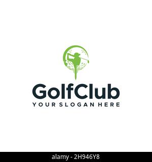 Flaches Golfclub Golfschläger-Logo für Menschen Stock Vektor