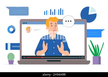 Ein Mensch streamt ein Video Stockfoto