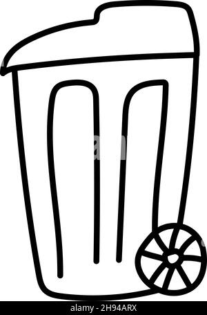 Müllcontainer. Mülltonne. vektor handgezeichnetes Doodle-Element Stock Vektor