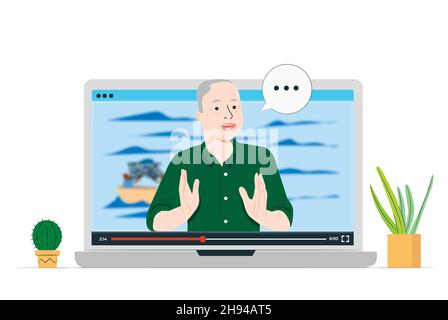 Ein Mensch streamt ein Video Stockfoto