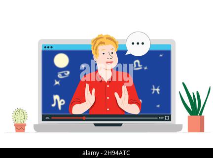 Ein Mensch streamt ein Video Stockfoto