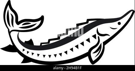 Störfisch schwarz-weiß Symbol und Symbol Illustration Stock Vektor