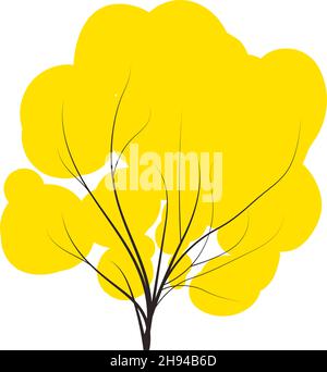 Rote Herbstbaumkritze Vektor jede Jahreszeit Winter, Frühling, summen und Herbst. Flacher Stil. Handdraw Design-Element Stock Vektor