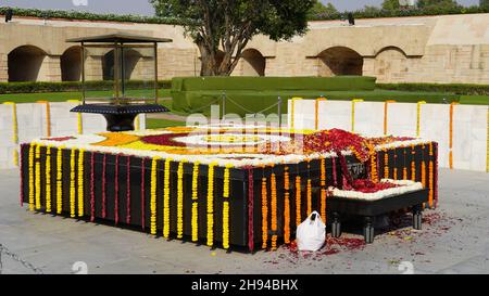 Raj Ghat ist ein Denkmal für Mahatma Gandhi in Delhi, Stockfoto