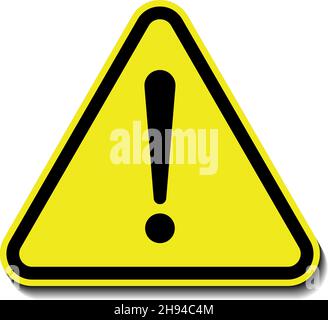 Warnschild mit Ausrufezeichen. Gelber dreieckiger Vektor Illustration isoliert auf weißem Hintergrund Stock Vektor