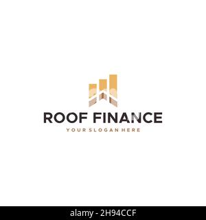 Flaches DACH FINANZIERUNG Gebäude erhöhen Logo-Design Stock Vektor