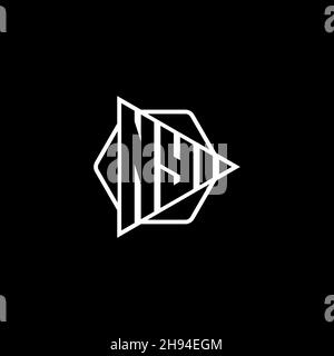 NY Monogram Logo-Buchstabe mit dreieckiger Play-Button-Form sechseckig abgerundet. Dreieck Kreis Monogramm Logo, Dreieck Schild Logo Buchstabe. Stock Vektor