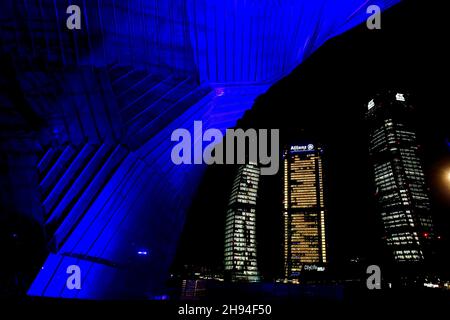 Die drei Hochhäuser, die 2020 im Stadtbezirk Mailand CityLife errichtet wurden, der Libeskind Tower (PwC-Hauptquartier), der Isozaki Tower (Allianz) und der Hadid Tower Stockfoto