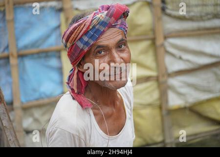 indischer Bauer niedlich Lächeln im Gesicht Stockfoto