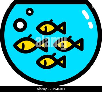 Einfaches Aquarium-Symbol. Flache Farbdarstellung. Fischzucht. Fischtank. Kontursymbol. Vektorzeichnung auf weißem Hintergrund isoliert. Stock Vektor