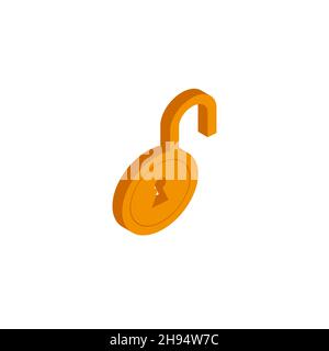 Das Symbol für die isometrische Vektorsperre auf einem weißen Hintergrund piept Stock Vektor
