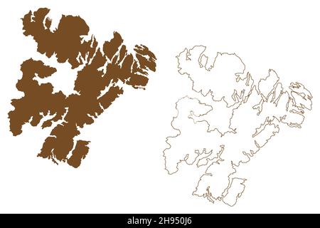 Madre de Dios Island (Republik Chile, Süd- und Lateinamerika) Kartenvektordarstellung, Scribble-Skizze Madre de Dios-Karte Stock Vektor