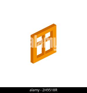 Das Symbol des isometrischen Vektorfensters auf weißem Hintergrund gibt einen Signalton aus Stock Vektor