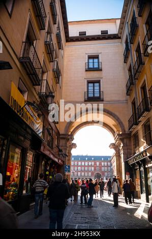 Renaissance-Tor zum Plaza Mayor in Madrid, Spanien. Stockfoto