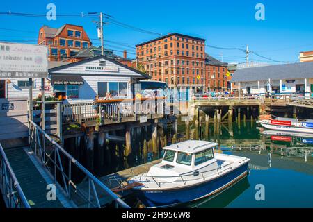 Portland Lobster Company Restaurant in der 180 Commercial Street in Long Wharf im Old Port in der Stadt Portland, Maine ME, USA. Stockfoto