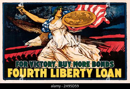 World war I Propaganda (USA Regierungsdruckerei, 1918). Viertes Liberty Loan Poster. „für den Sieg: Mehr Anleihen kaufen“