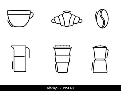 Kaffeesymbol Festlegen des Vektorsymbols für Linien auf weißem Hintergrund eps Stock Vektor