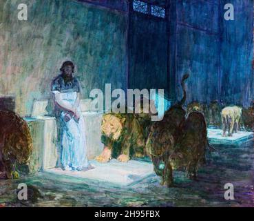 Daniel in the Lions' Den von Henry Ossawa Tanner (1859-1937), Öl auf Papier auf Leinwand, 1907-18 Stockfoto