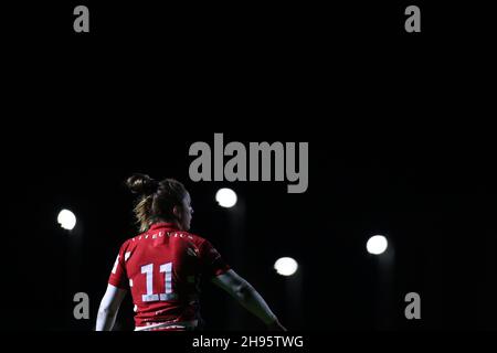 Gloucester, Großbritannien. 04th Dez 2021. Die ALPAS Arena Rachel Lund (#11 Gloucester-Hartpury), aufgenommen während des Allianz Premier 15s Spiels zwischen Gloucester-Hartpury und Loughborough Lightning in der ALPAS Arena in Gloucester, England am 4. Dezember 2021. Kieran Riley Kredit: SPP Sport Pressefoto. /Alamy Live News Stockfoto