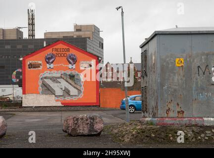 Loyalistische Wandmalereien in Protestant Shankill, East Belfast, Nordirland Stockfoto