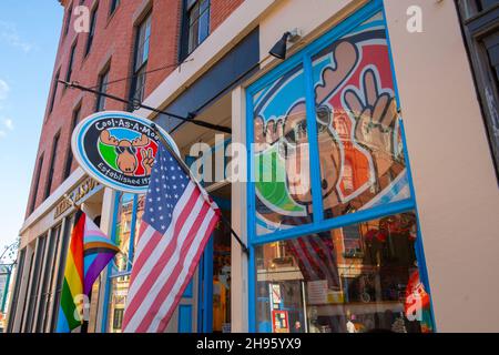 Cool as A Moose an der 388 Fore Street an der Exchange Street im Old Port in Portland, Maine ME, USA. Stockfoto