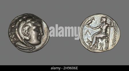 Tetradrachme (Münze) mit Alexander dem Großen, 336-323 v. Chr. Stockfoto