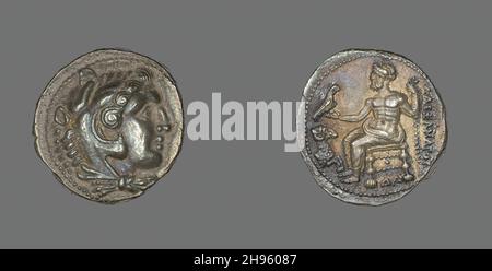 Tetradrachme (Münze) mit Alexander dem Großen, 336-323 v. Chr. Stockfoto