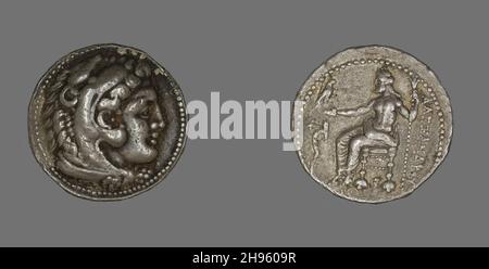 Tetradrachme (Münze) mit Alexander dem Großen, 336-323 v. Chr. Stockfoto