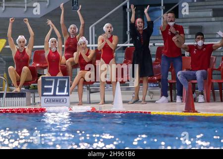 Roma, Italien. 04th Dec, 2021. Jubel SIS Roma während SIS Roma gegen Plebiscito Padova, Waterpolo Italienische Serie A1 Frauenspiel in Roma, Italien, Dezember 04 2021 Quelle: Independent Photo Agency/Alamy Live News Stockfoto