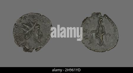 Antoninianus (Münze) Mit Kaiser Tetricus, 271-274. Rückseite: Laetitia, eine römische Göttin des Glücks. Geprägt in Gallien (modernes Frankreich). Stockfoto