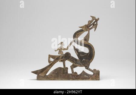 Unmenthals, die Drachen reiten: Abschnitt eines Grabgiebels, Han Dynastie (206 B.C.-A.D. 220), 1st Jahrhundert B.C./A.D. Stockfoto