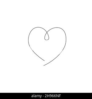 Kontinuierliche Linie Zeichnung zwei Herzen, Schwarz-Weiß-Vektor minimalistische Illustration der Liebe Konzept Stock Vektor