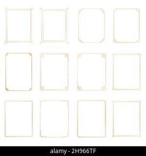 Art Deco Gold horizontale Rahmen und Bordüren Kollektion 2. Trendige gatsby-Designelemente. Retro-Style. Isoliert. Vektor. Stock Vektor