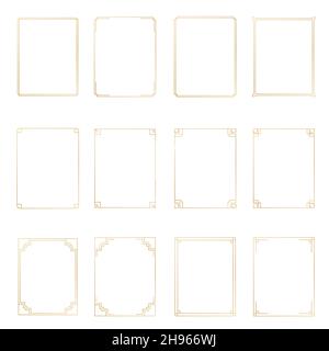 Art Deco Gold horizontale Rahmen und Bordüren Kollektion 2. Trendige gatsby-Designelemente. Retro-Style. Isoliert. Vektor. Stock Vektor