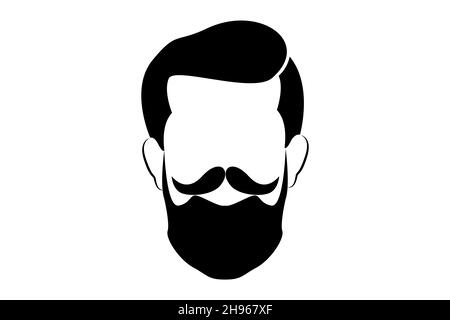 Hipster-Logo im Portrait-Stil für Männer. Friseur Geschäft isoliert vintage Label Abzeichen Emblem. Vektordarstellung auf weißem Hintergrund isoliert Stock Vektor