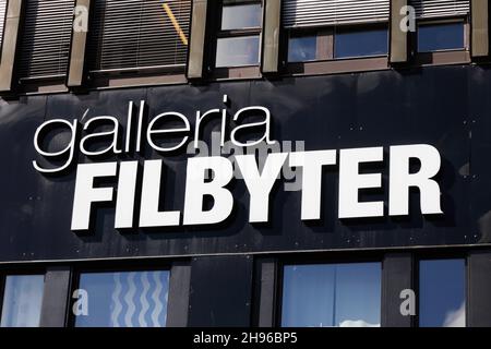 Linkoping, Schweden - 21. August 2017: Schild über dem Eingang des Kaufhauses Gallerie Filbyter im Stadtzentrum. Stockfoto