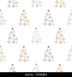 Weihnachtsbäume Schneeflocken Symbol nahtlose Muster Design Stock Vektor