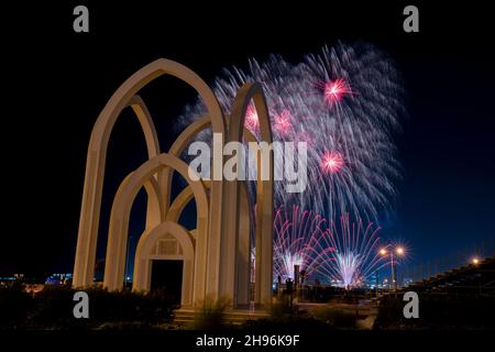 Feuerwerk an der Doha corniche / KATAR Stockfoto