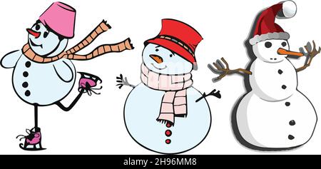 Schneemann Kollektion Set Stock Vektor