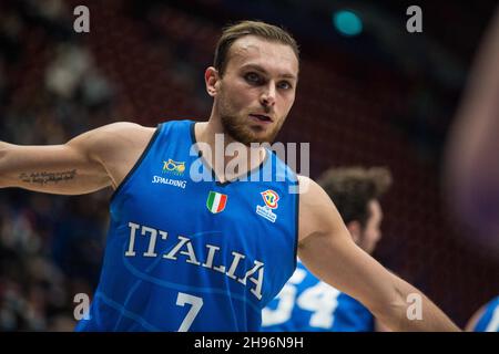 Assago, Mailand, Italien. 29th. November 2021. Stefano Tonut (Italien) am zweiten Tag der FIBA Basketball-WM-Europameisterschaft (Endstand: Italien - Niederlande 75-73) (Bildnachweis: © Davide Di Lalla/Pacific Press via ZUMA Press Wire) Stockfoto