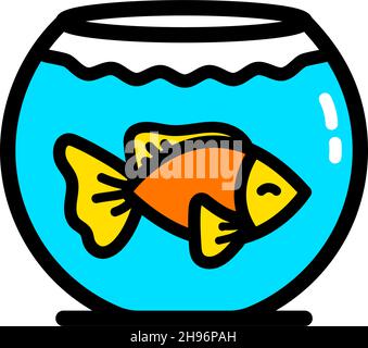Symbol für Aquarienfarbe. Flache Liniendarstellung. Fischzucht. Fischtank. Vektor isolierte Zeichnung im einfachen Stil. Stock Vektor