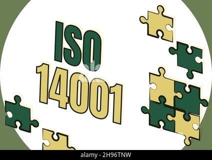 Text mit Inspiration ISO 14001. Geschäftsidee eine Reihe von Standards im Zusammenhang mit dem Umweltmanagement Erstellen eines neuen computergestützten Ablagesystems Stockfoto