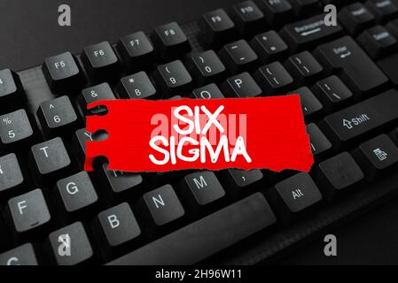 Schreiben mit Text Six Sigma. Business-Schaufenster Satz von Management-Techniken zur Verbesserung der Geschäftsprozess Typisierung Beschäftigungsvertrag Stockfoto