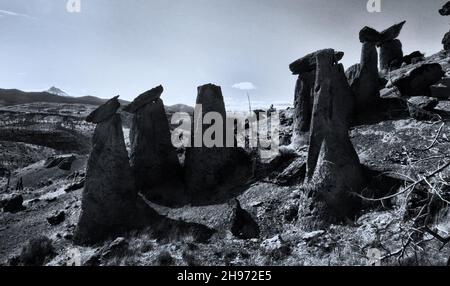 Blick auf die Metolius Balancing Rocks in Oregon Stockfoto