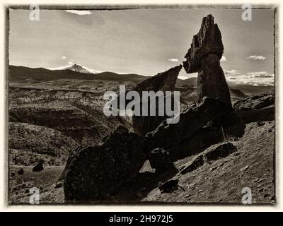 Blick auf die Metolius Balancing Rocks in Oregon Stockfoto