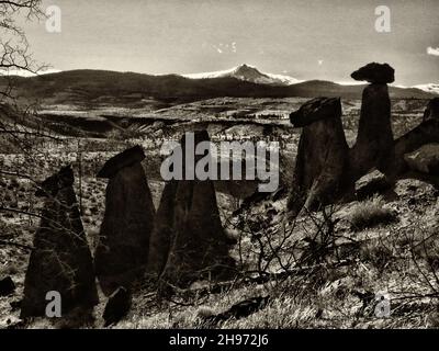 Blick auf die Metolius Balancing Rocks in Oregon Stockfoto